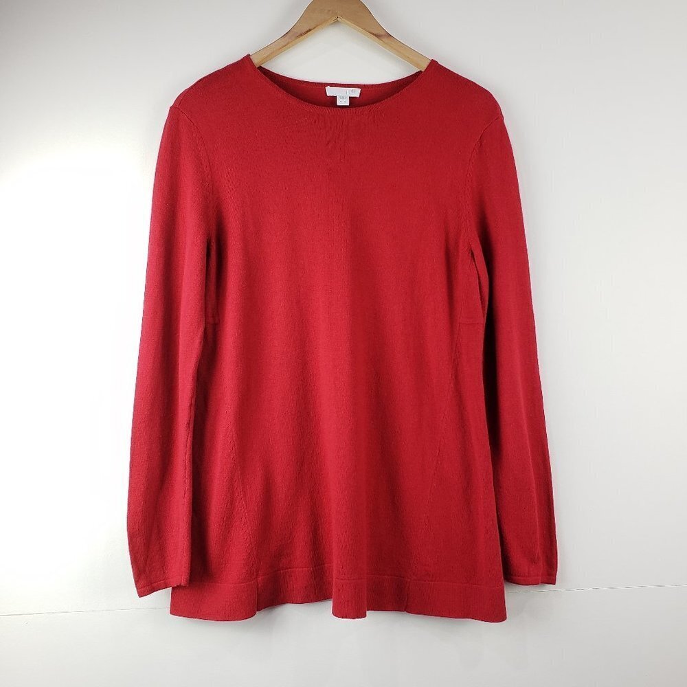 J.Jill Red Comfy Long Sleeve Top Size Small Petite